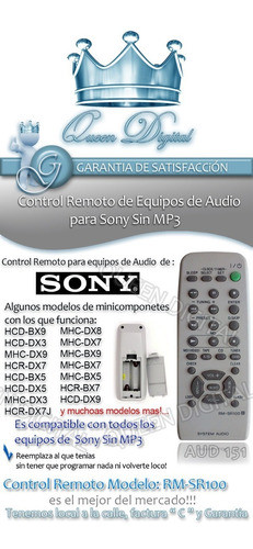 Control Remoto Para Sony Minicomponente Rm-sr100 Audio Hifi 1