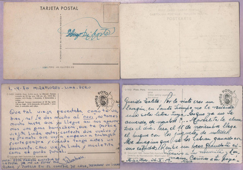 0156_lote De 5 Tarjetas Postales De Perú 1