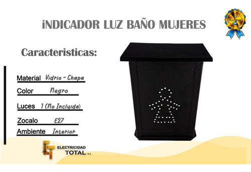 Luz Indicador/señalizador Baño De Mujeres Color Negro 1