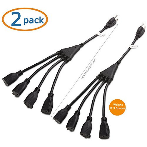 Cable Matters 2-pack 4 Outlet Power Splitter Cord (cable De 1