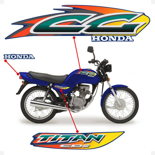 Adesivos Honda Cg Titan 125 Cdi 1999/2000 Moto Azul Metálico 1