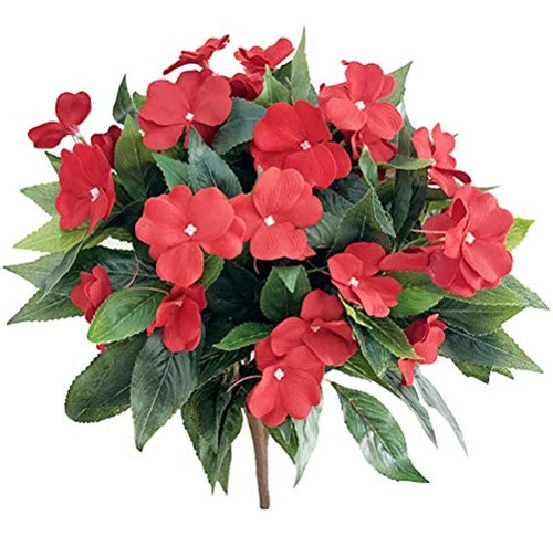 Lopkey 7 Ramas Artificial Impatiens Ramo Flor Patio Césped J 0