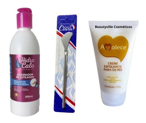 Hidracalo 300ml + Esfoliante Pés Amolece 125g + Espatula 222 0