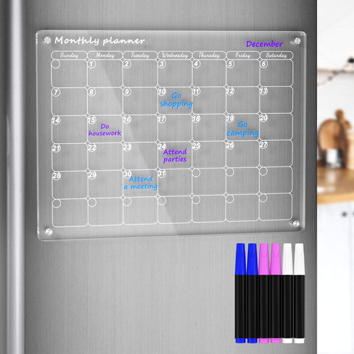 Calendario Mensual Magnetico Acrilico P Heladera + Marcadore 0
