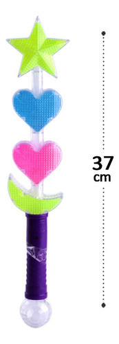 Bastão Varinha Mágica Encantada Luz Pisca Estrela Coração 0