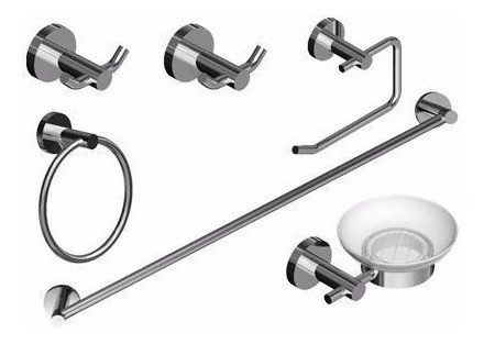 Juego Set Accesorios Baño 6 Piezas Piazza Domani Metal 0