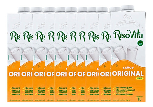 12x Leite De Arroz Risovita Calcio 1l Original Zero Lactose 0