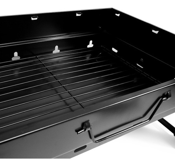 Brasero Metalico En Color Negro Con Rejas 43x30x23.5cm 1
