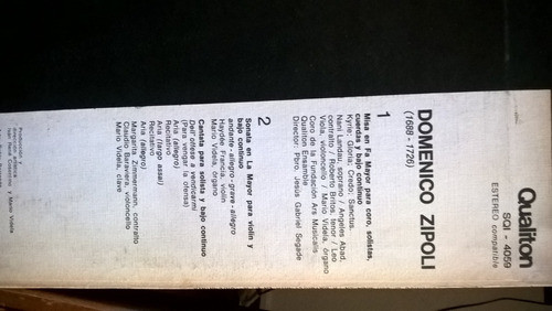 Zimmermann Segade Domenico Zipoli Misa Sonata Lp / Kktus 1