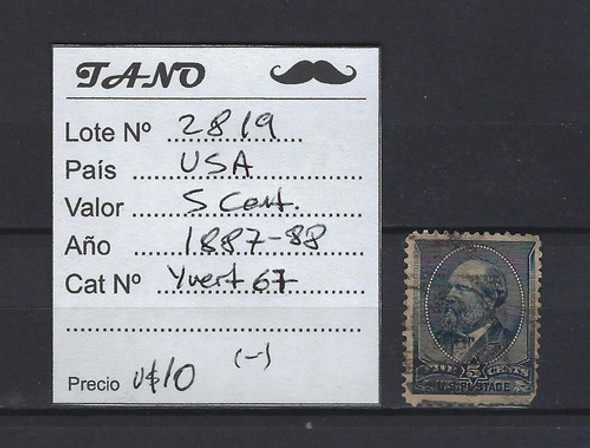 Lote2819 Estados Unidos 5 Cent. Año 1887-88 Yvert# 67 1