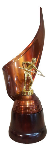 Trofeo Metálico Envolvente Pool Billar 28cm Base Madera 0