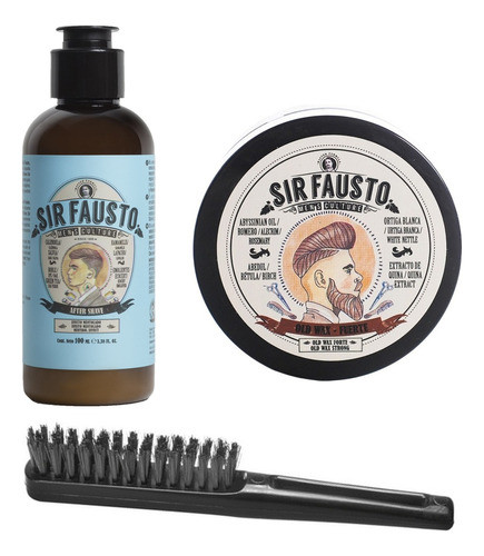 Kit Barber Sir Fausto Men Cera After Shave Cepillo Barba 0
