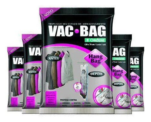 Combo: 5 Saco A Vácuo C/ Cabide Vac Hang Bag 70 X 120 Ordene 0