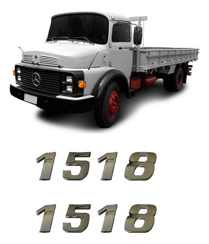 Par Emblema Caminhão Mb 1518 Adesivo Cromado Lateral (2pç) 0