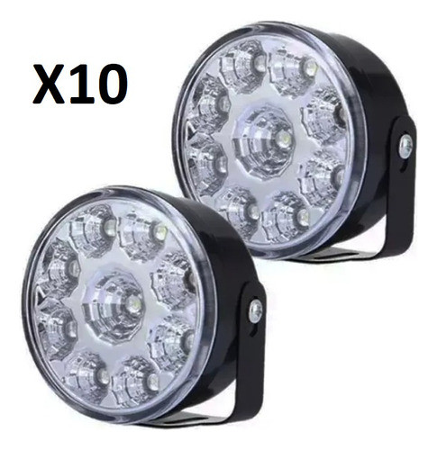 Par De Faros X10 Auxiliares 9 Led Blanco 12v Auto Universal 0