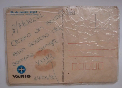 Cartão Autografado Varig 1982 Xuxa C/ Dedicatória **único** 0