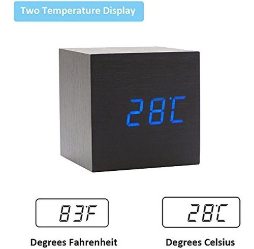 Onerbuy Cubo Digital De Madera Reloj Despertador Reloj De Es 1