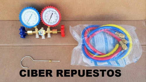 Manifold R22 Cuerpo Bronce Visor Liquido Mangueras 1