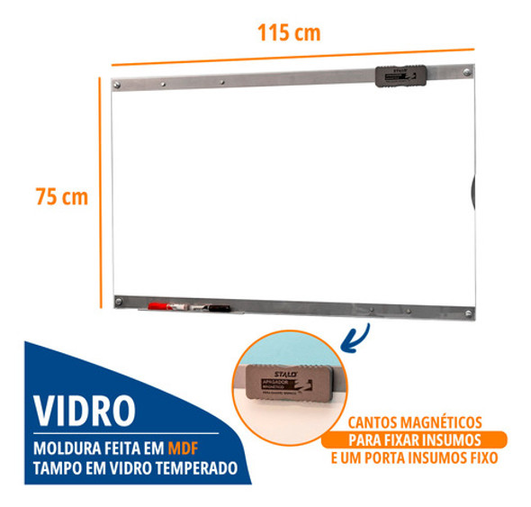 Lousa Branca Quadro De Vidro 115x75cm Recepção Fachada Itens 1