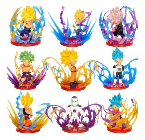 Mini Coleção De Brinquedos Dragon Ball 9 Peças 8,5 Cm Goku 0