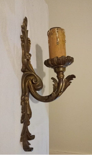 Antigua Luminaria De Pared De Bronce 31 Cm X 12 Cm 0
