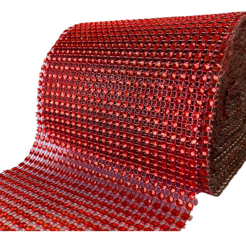 Faja De Strass Rojo De 12cm De Ancho, En Rollo De 9,15mts 1
