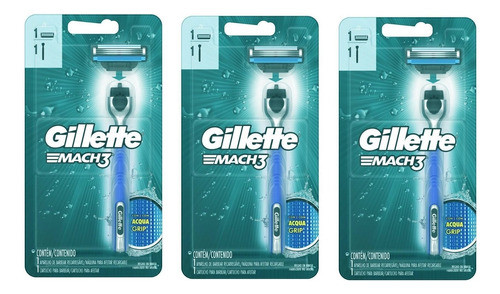 Kit C/3 Aparelho  Gillette Mach3  C/ 1 Cartucho 0