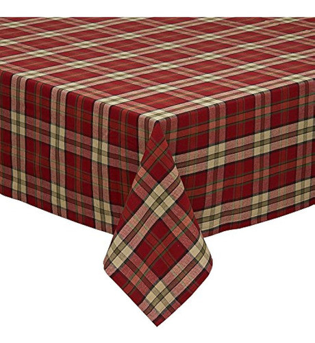 Mantel Cuadrado Dii Fogata A Cuadros, 100% Algodón Con Dobla 0