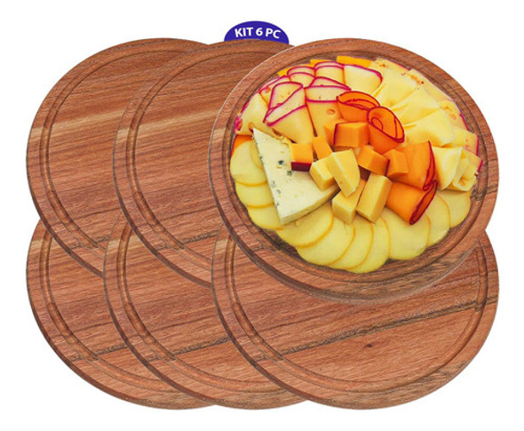 Kit 6 Tábua Bandeja 28 Cm Redonda Petisco Salame Frios Festa 0