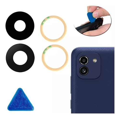 Vidrio Lente De Camara Trasera Para Samsung A03 C/adhesivo 0