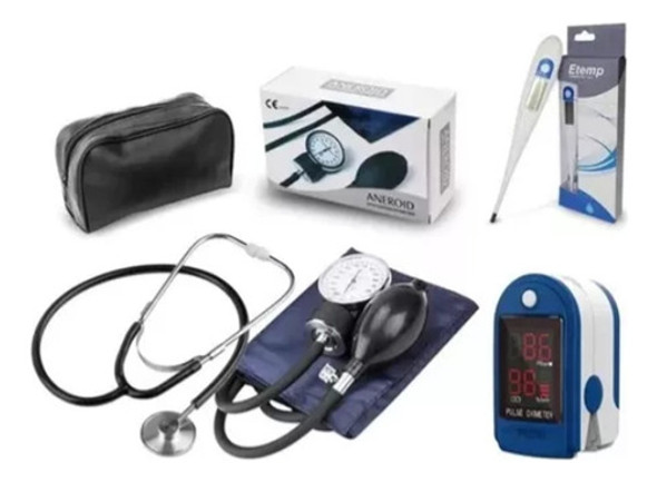 Kit Tensiometro + Estetoscopio + Oximetro + Estuche Completo 1