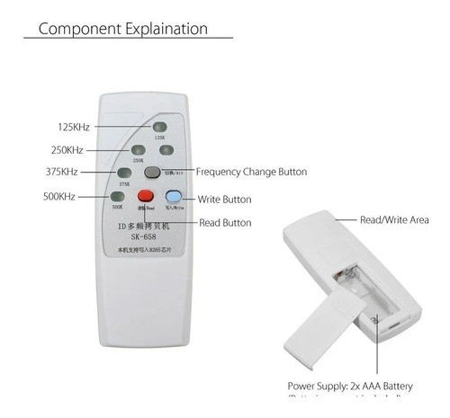 Copiador Clonador Rfid Llavero 125khz 250k 325k 500k 1