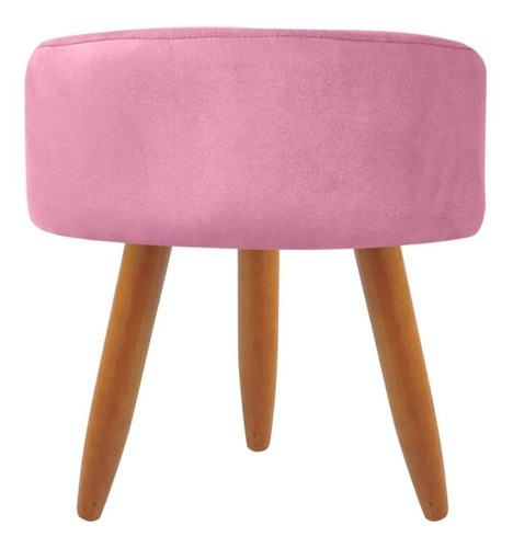 Puff Decorativo Redondo Com Pés Palito-suede Rosa 1
