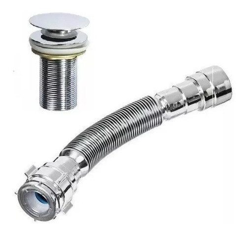 Kit 2 Pç Banheiro: Sifão Cromado Em Abs +válvula Clic 1 1/4* 0
