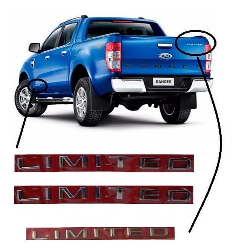 Emblema Letreiro Limited Ford Ranger 2013/2016 Kit 3 Pçs 0