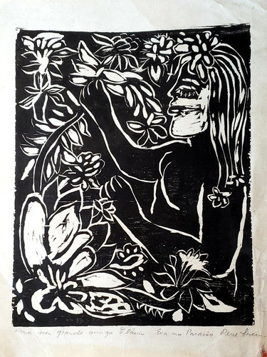 René Lúcio Xilogravura Eva Paraíso Assinada 31x26 Cm 0
