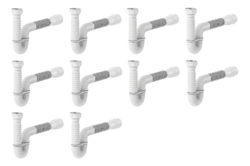Kit10pcs-sifão Sanfonado Tubo Extensivo Universal Branco 0