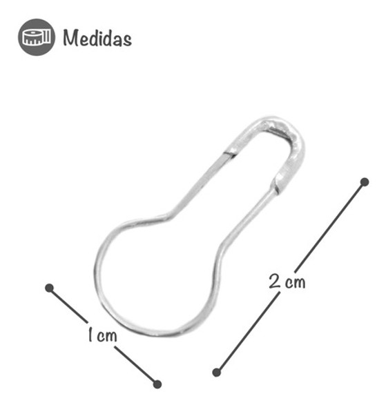 Alfiler Gancho Perita 20mm Hierro Color Plateado X 1000u 1