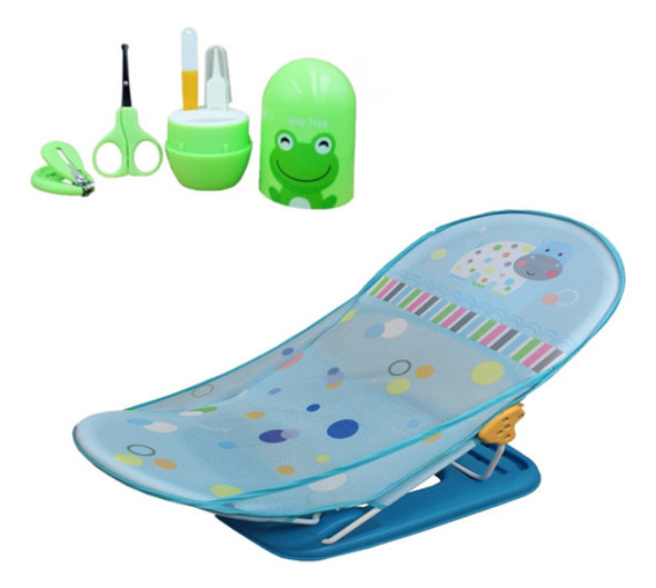 Cadeira Banheira Infantil Banho Menino Azul + Kit Manicure 0