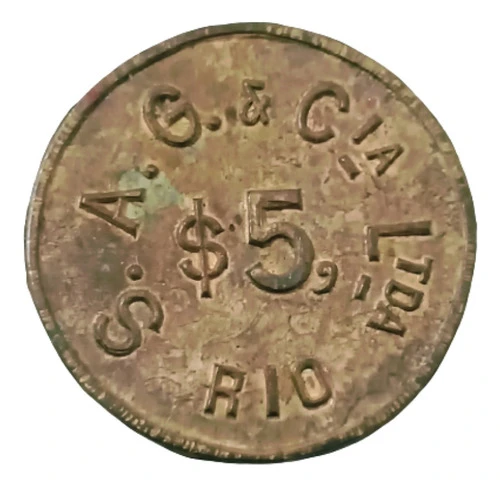 Ficha Antiga S. A. G. & Cia Ltda Rio Bronze Rara De Coleção 0