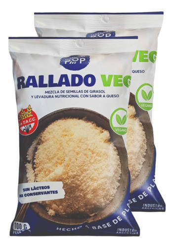 Queso Rallado Vegano Natural Pop 100gr Sin Tacc Pack X 2 0