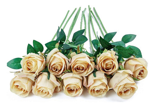 ~? Flojery 10pcs Flores De Rosa Artificial De Tallo Largo Ro 1