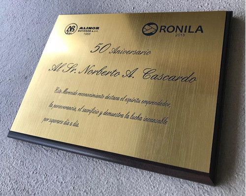 Premios Y Placas Bronce Acero Grabada En Laser, En 24hs!! 1