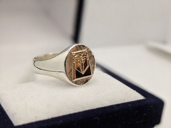 Anillo Profesión Contador En Plata Y Oro Sello 1