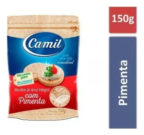 Kit C/3 Biscoito De Arroz Camil Integral- Com Pimenta 150g 1