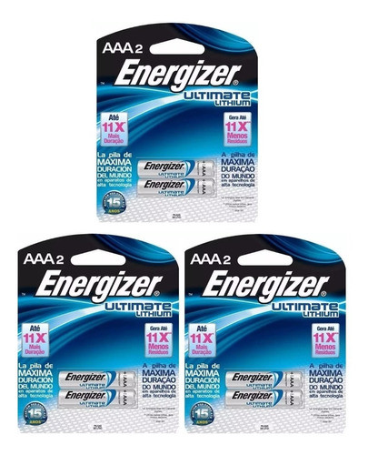 6 Pilha Aaa 1.5 Lithium Litio Ultimate Palito Energizer 0