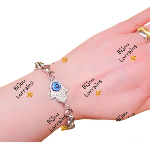 Pulsera Mano De Fatima Ojo Turco Acero Quirúrgico 0