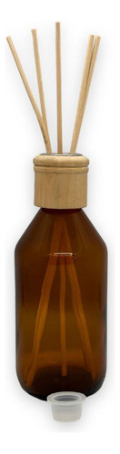 Frasco Difusor Vidrio 250 Cc Ambar Tapa Madera Pack X20 0