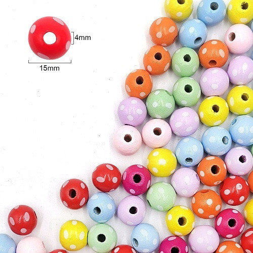 Miçanga Bola Madeira Poá 15mm 100 Unidades Ro.151742 1