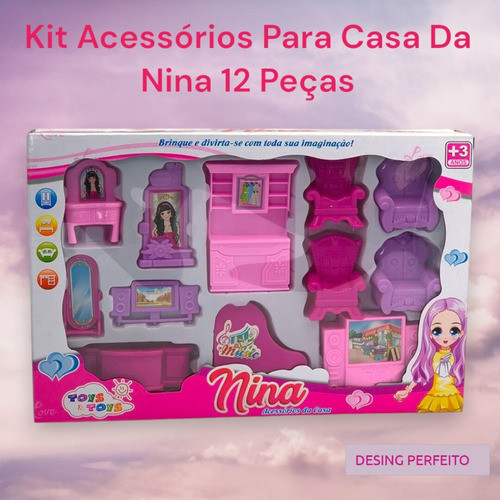 Brinquedo Casa Da Nina Kit 12 Acessórios Toys Penteadeira 1